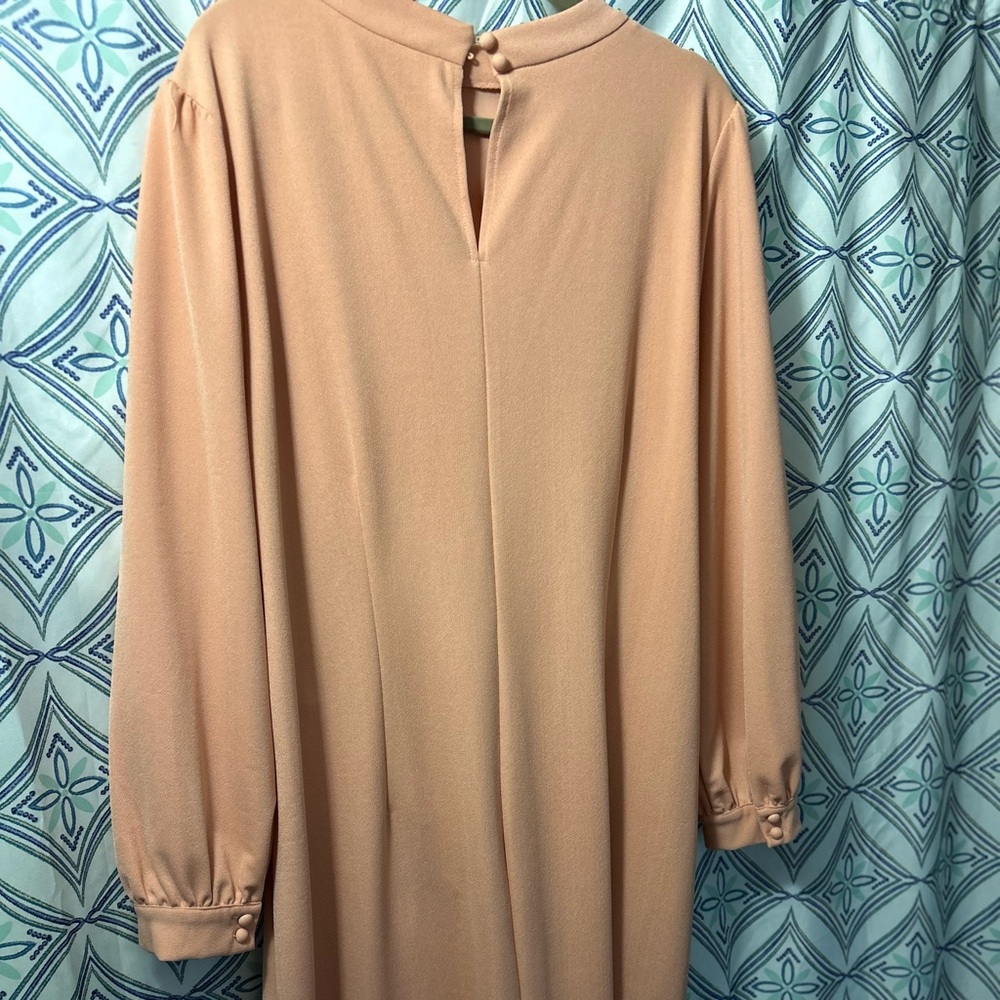 Eloquii Soft Coral Long Sleeve Dress with Ruching, Long Bell Sleeves EUC - Picture 8 of 8